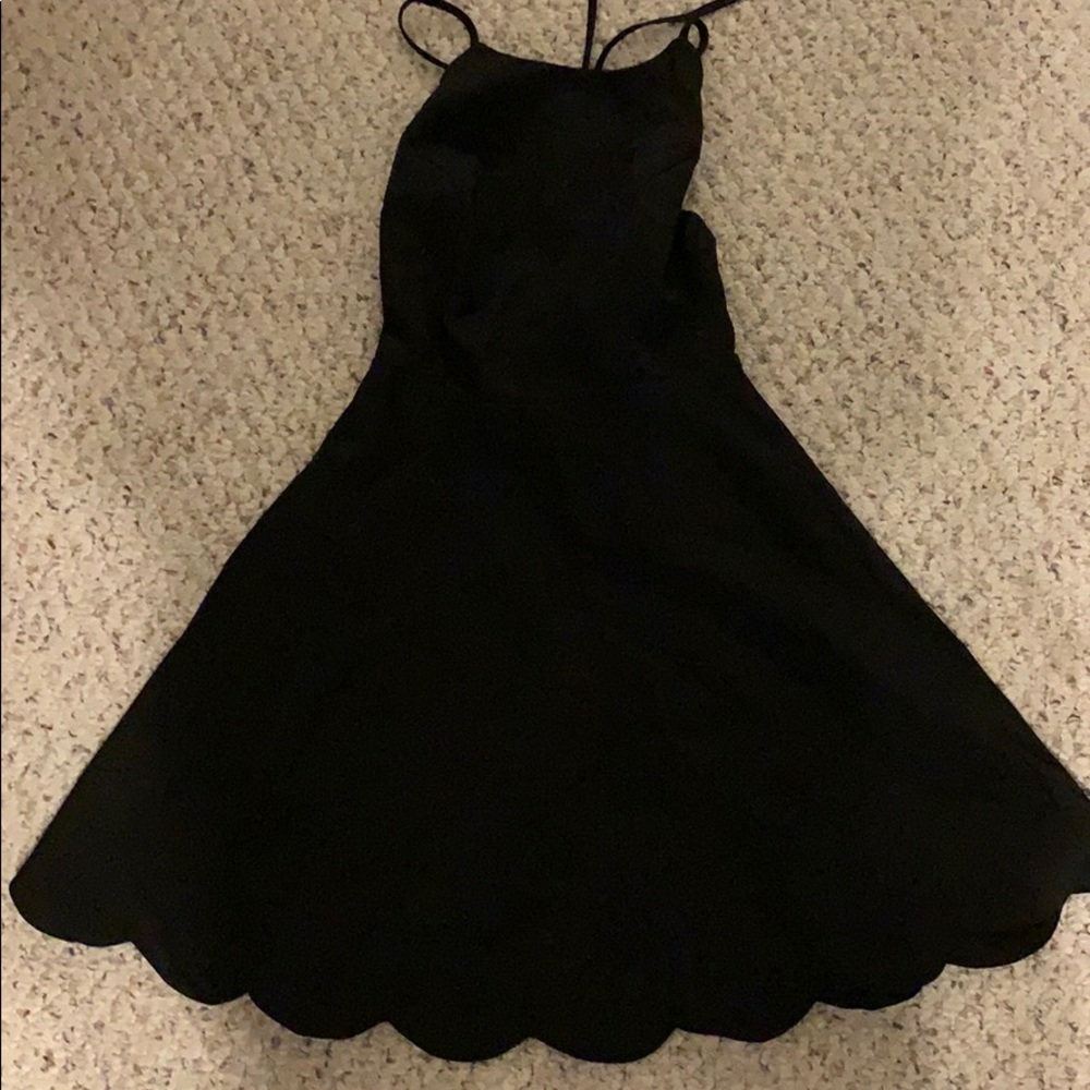 black ruffled dress